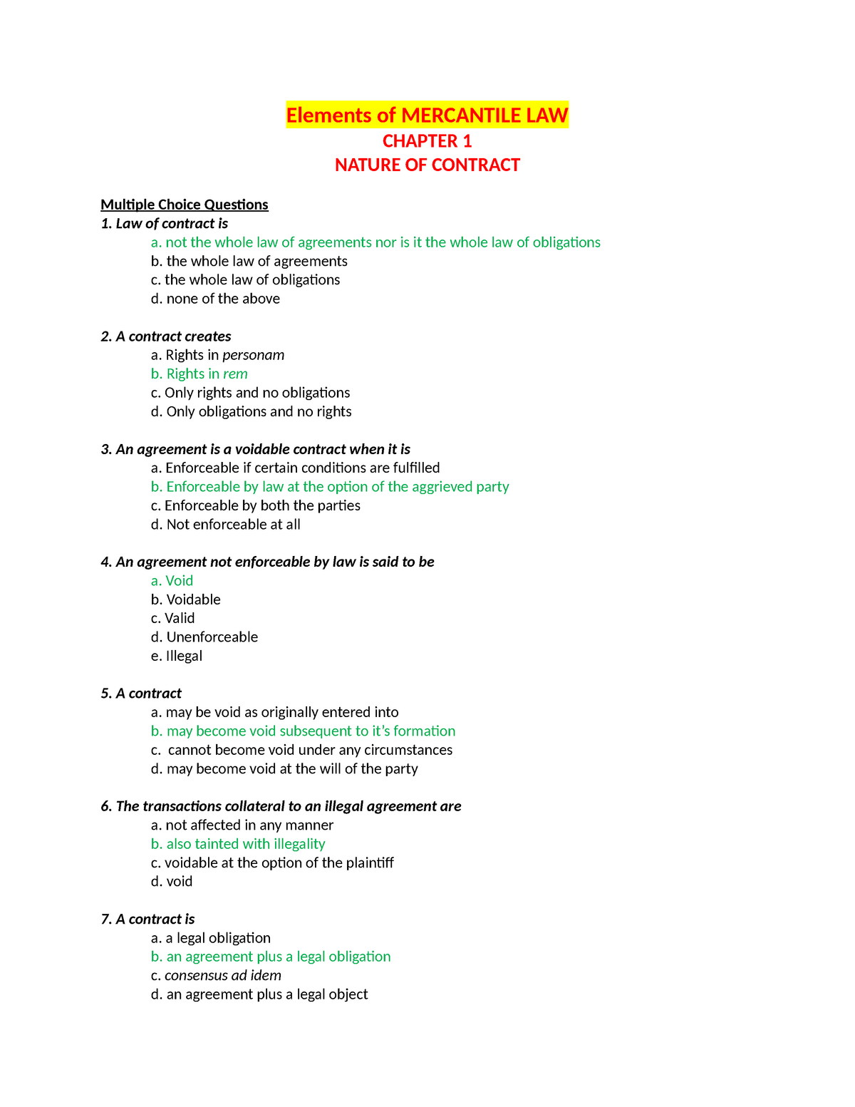 legal principles through case study mcq