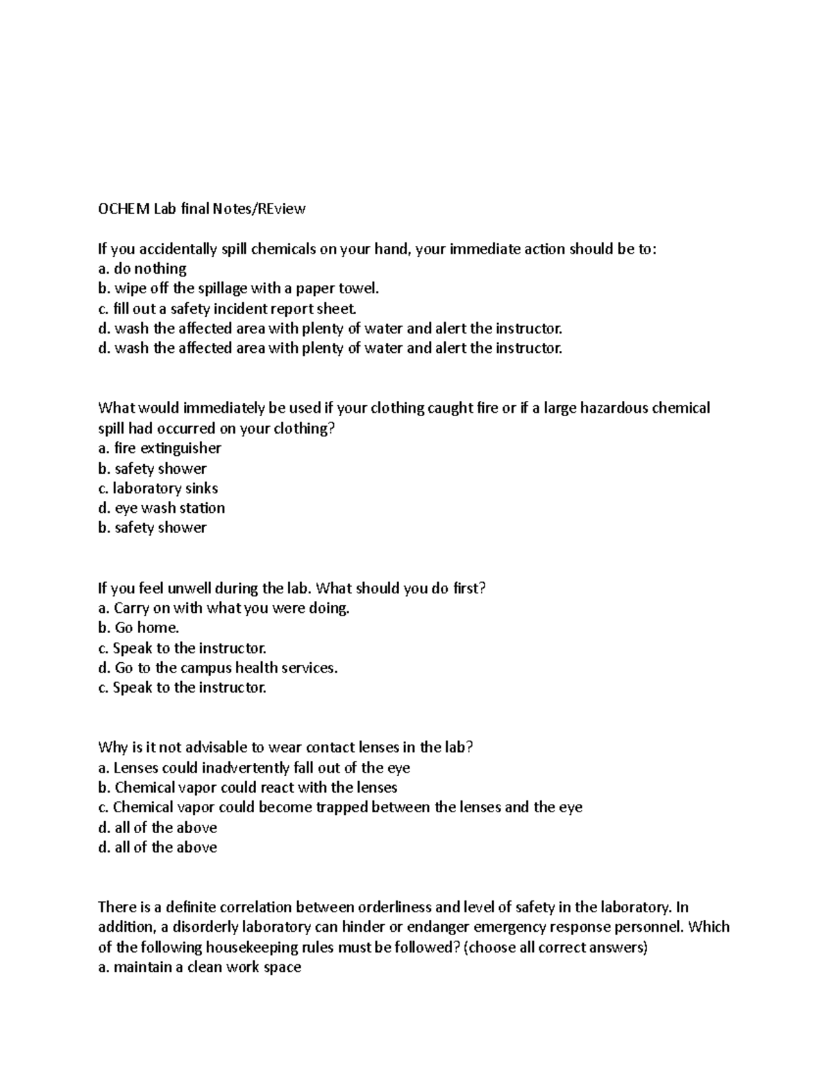 Ochem Lab final Notes - OCHEM Lab final Notes/REview If you ...