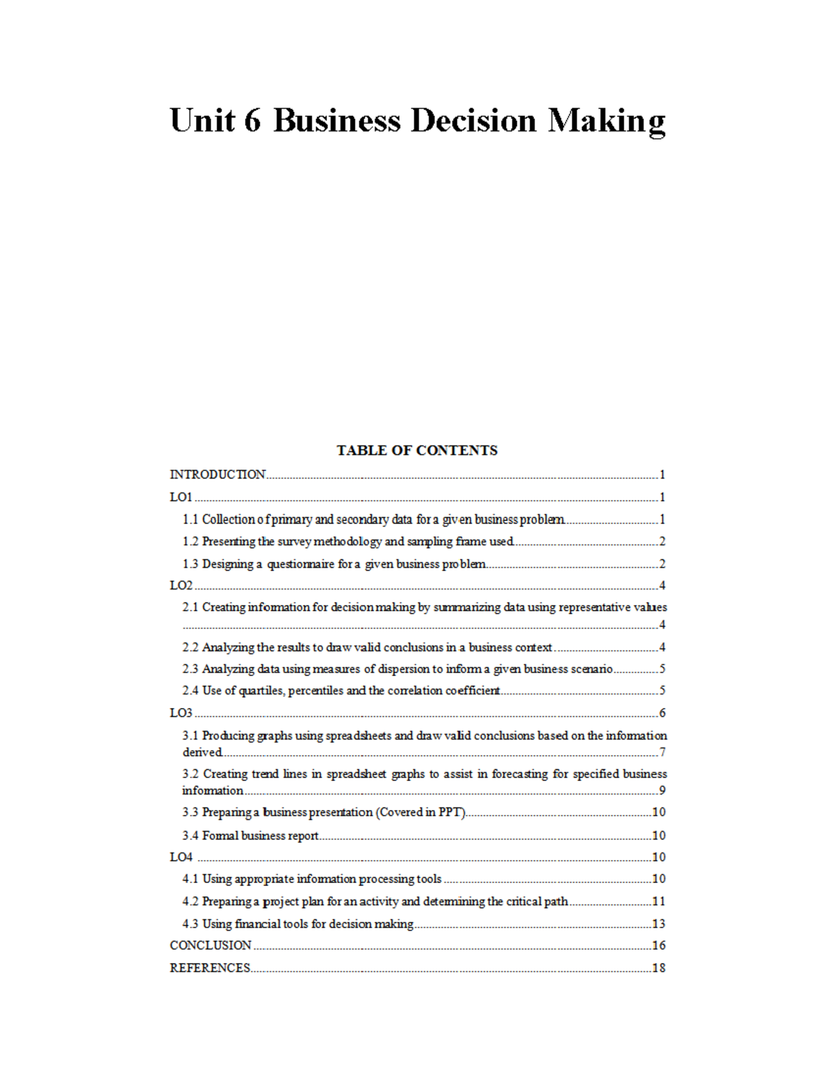 Unit 6 Business Decision Making - Unit 6 Business Decision Making ...