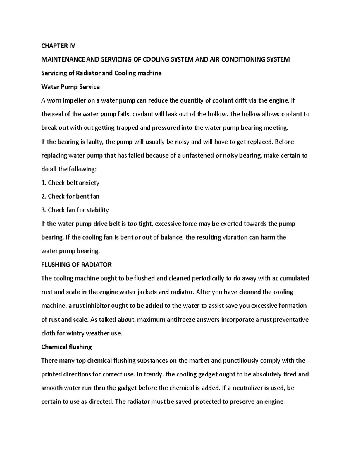 Vehicle Maintenance (AU305) Chapter 4 PART 1 - CHAPTER IV MAINTENANCE ...