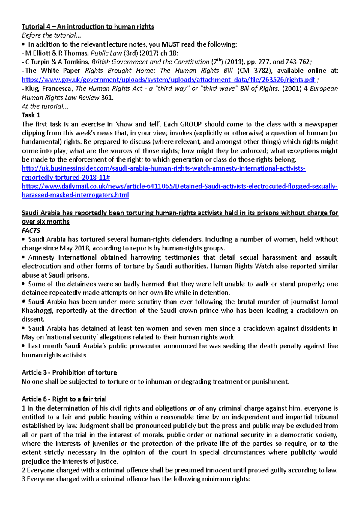 PL2 Tutorial 4 - Tutorial 4 – An introduction to human rights Before ...