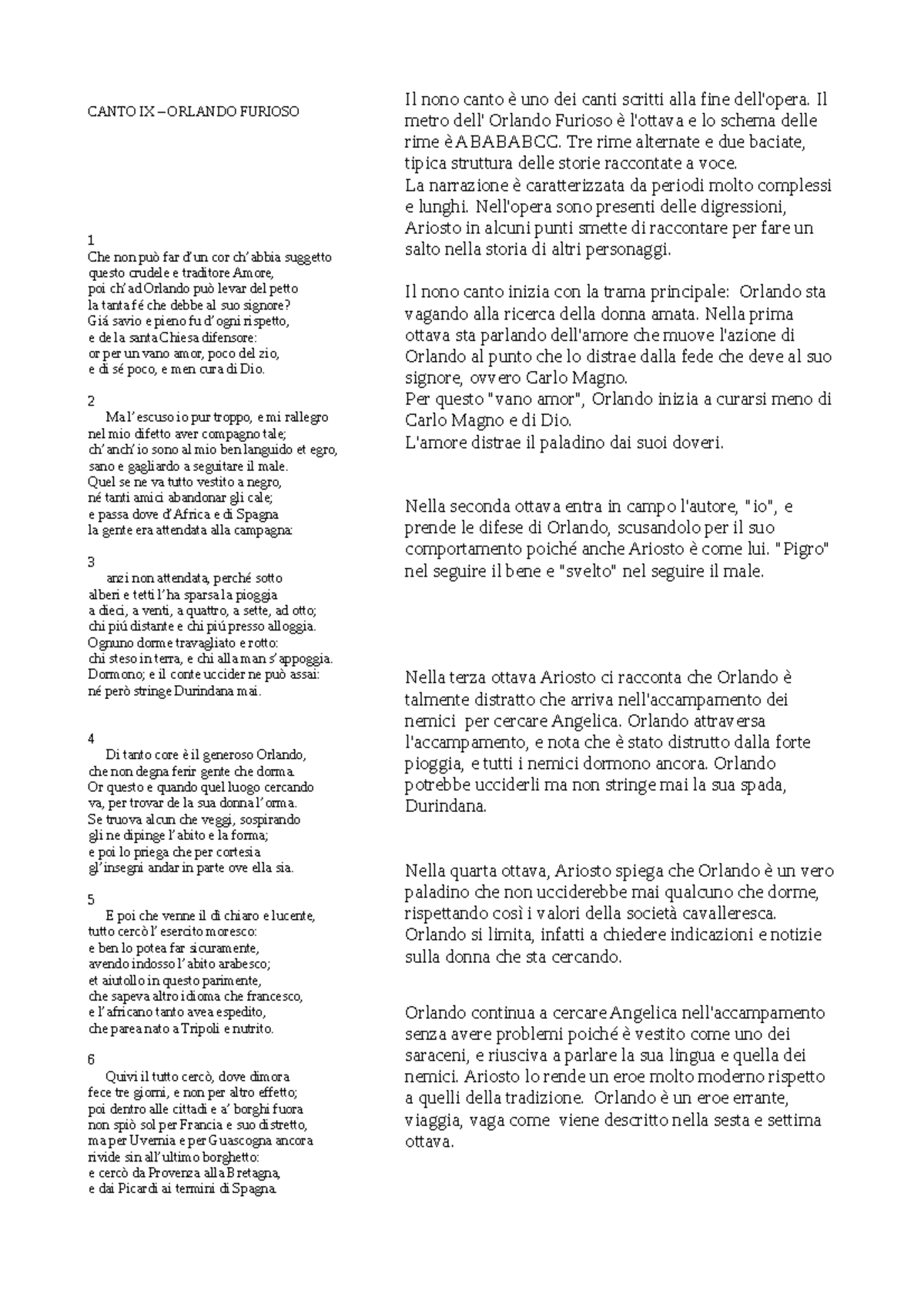 Ariosto Orlando Furioso Canto IX CANTO IX ORLANDO FURIOSO 1 Che non può far d’un cor ch Ariosto Orlando Furioso Canto IX CANTO IX ORLANDO FURIOSO 1 Che non può far d’un cor ch