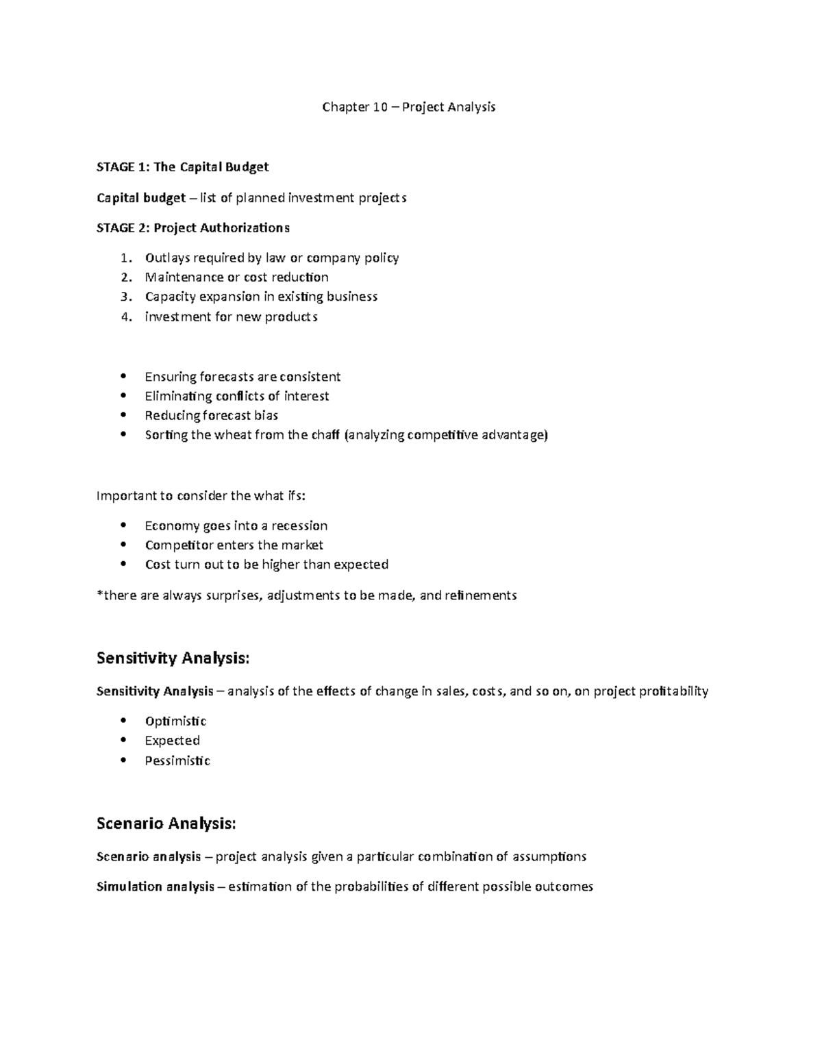 Chapter 10 – Project Analysis - Chapter 10 – Project Analysis STAGE 1 ...