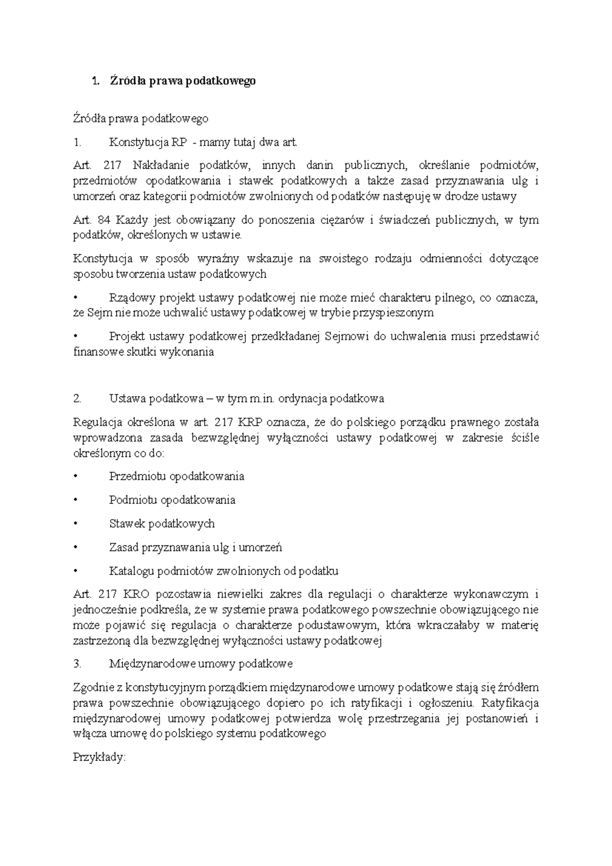 Egzamin podatki - Źródła prawa podatkowego Źródła prawa podatkowego