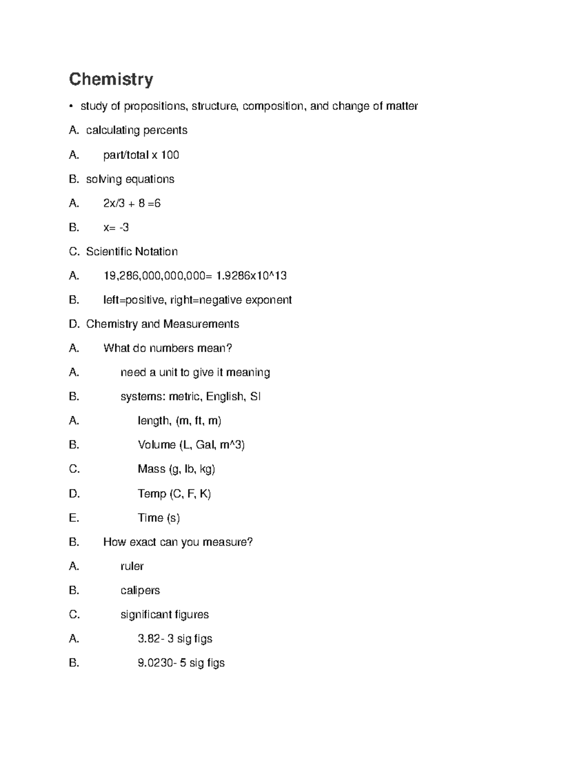 Chem 101 Ch 1 And 2 - Lecture Notes 1 And 2 - Chemistry •study Of ...