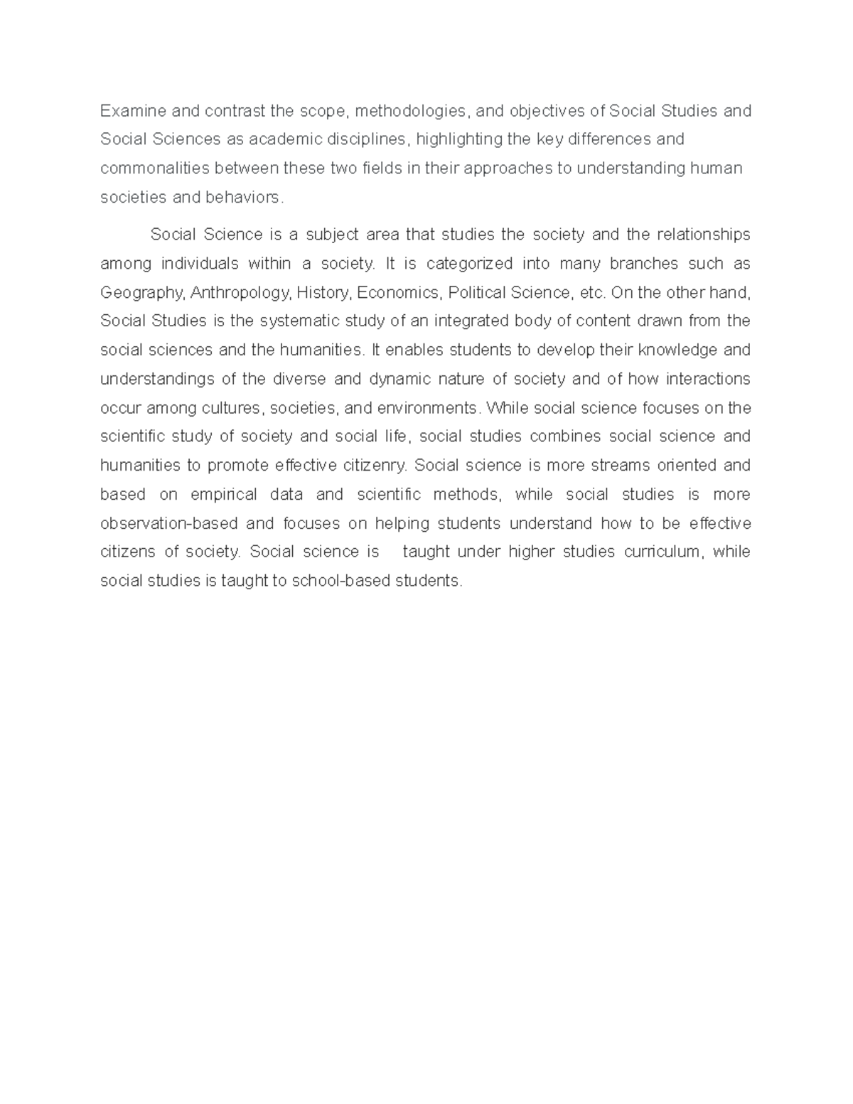 Activity Sheet 1 Examine and contrast the scope, methodologies, and