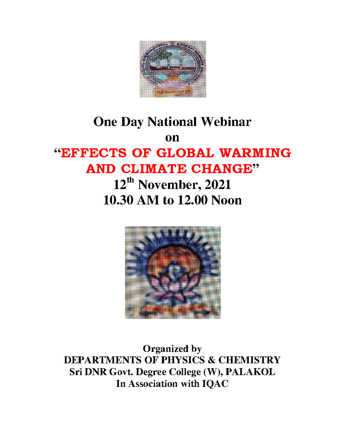 E O20PNc QA 69Gc44R-240 - One Day National Webinar on “EFFECTS OF ...