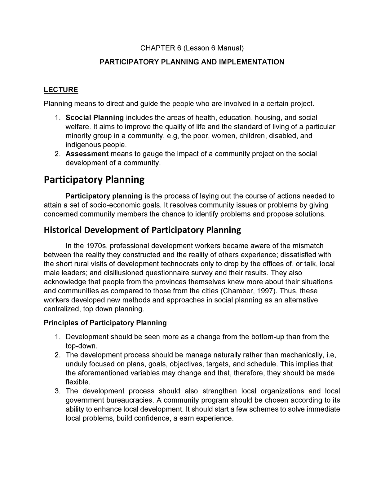 case study on participatory planning