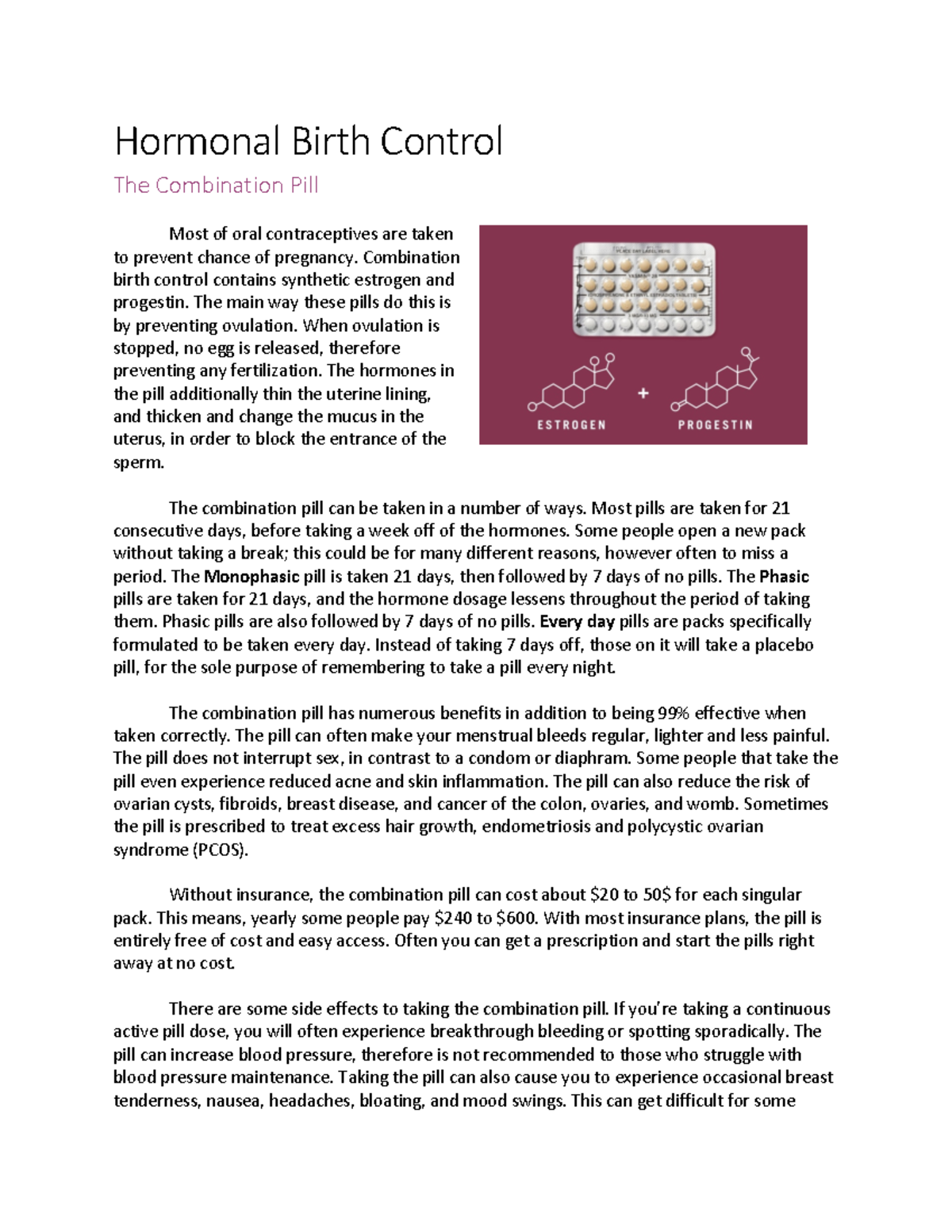 birth control pills research paper