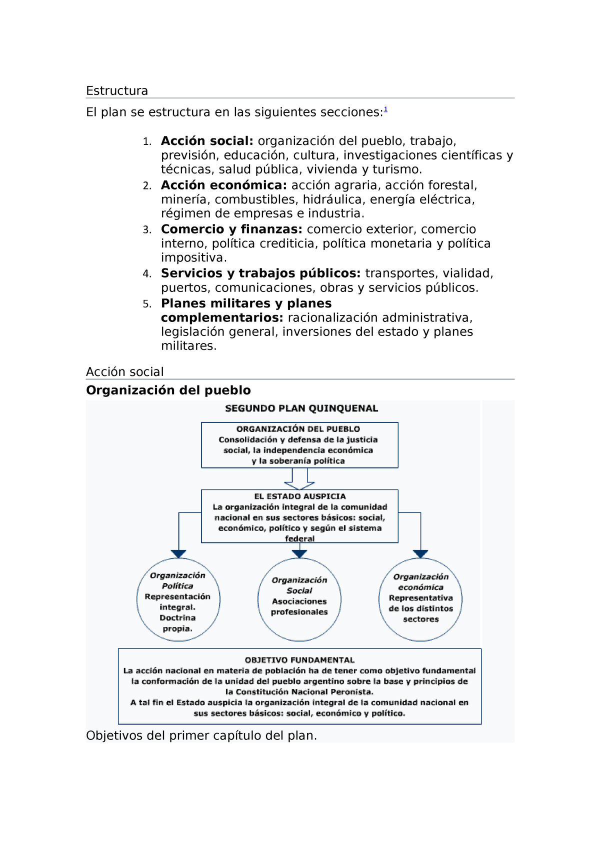 Plan Quinquenal - Trabajo Practico - Estructura El Plan Se Estructura ...