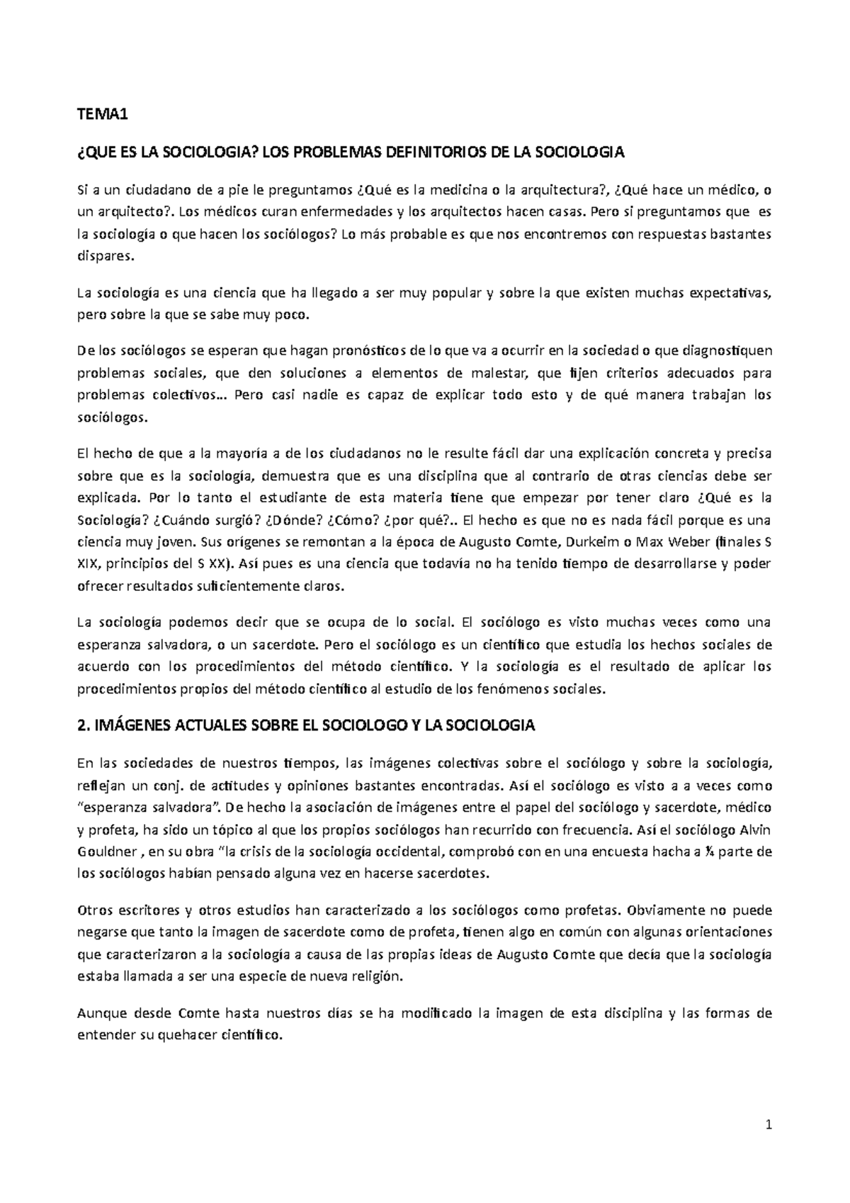 TEMA 1 Sociologia - Resumen La Explicación Sociológica: Una ...