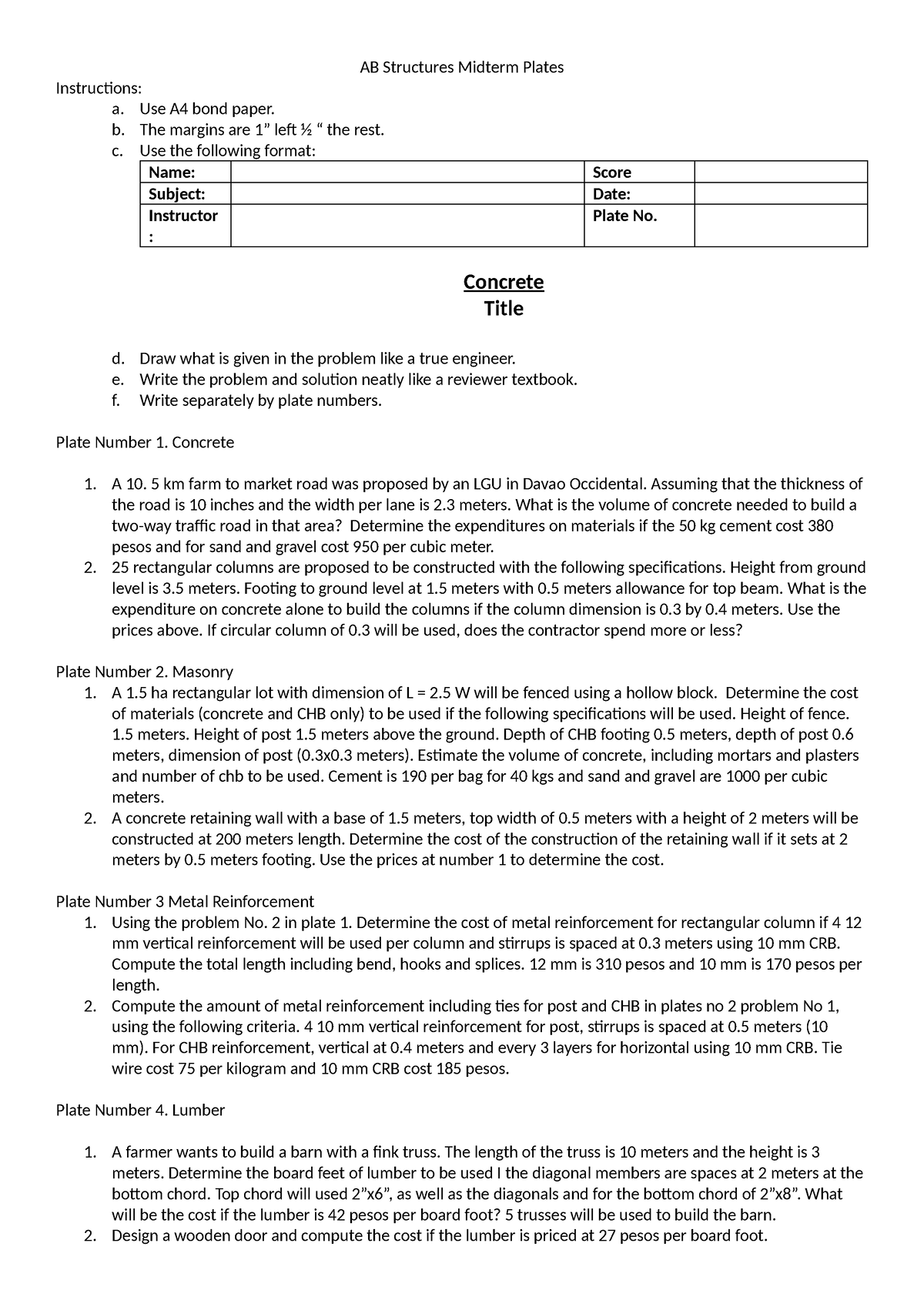 AB Structures Midterm Plates - AB Structures Midterm Plates ...