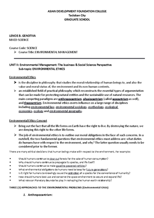 Colon-environmental - Academic notes - COLON, JOHN P. BSEE-3A MODULE 2 ...