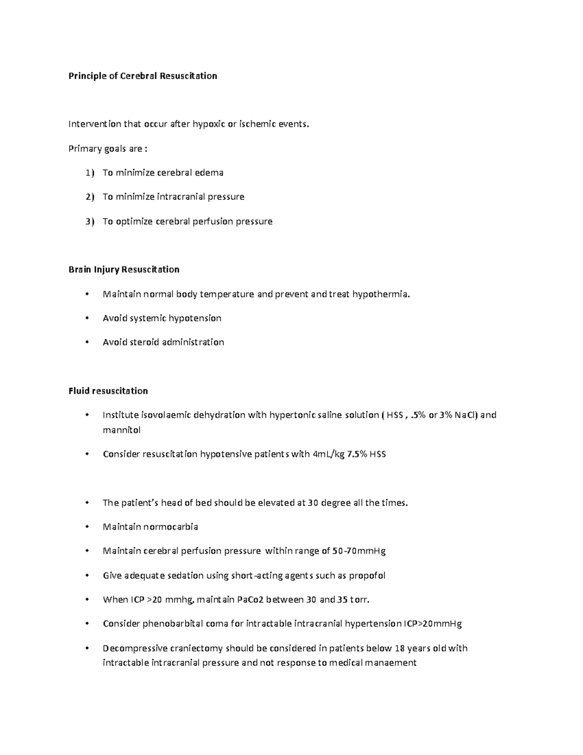 Principle of Cerebral Resuscitation - Principle of Cerebral ...