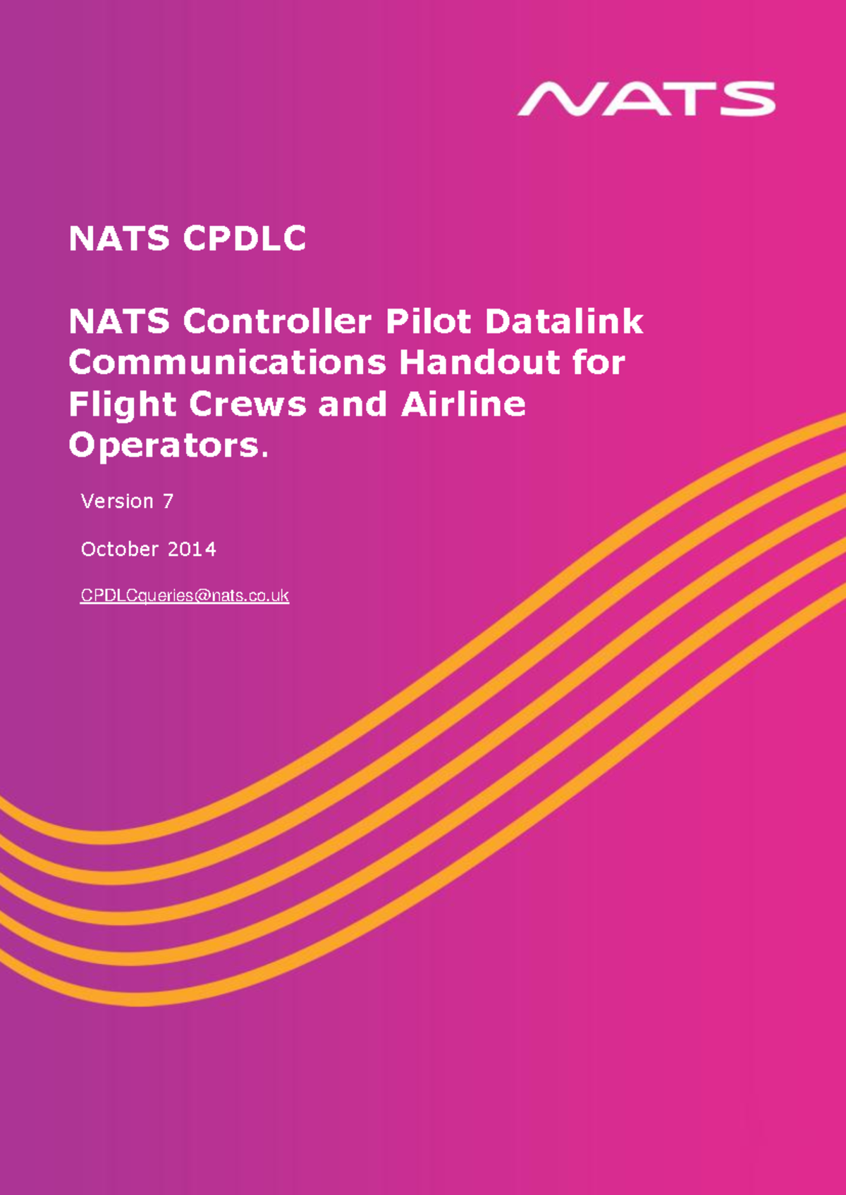 NATS Cpdlc Airline Handout V7 - NATS CPDLC FC & AO Handout V NATS CPDLC ...