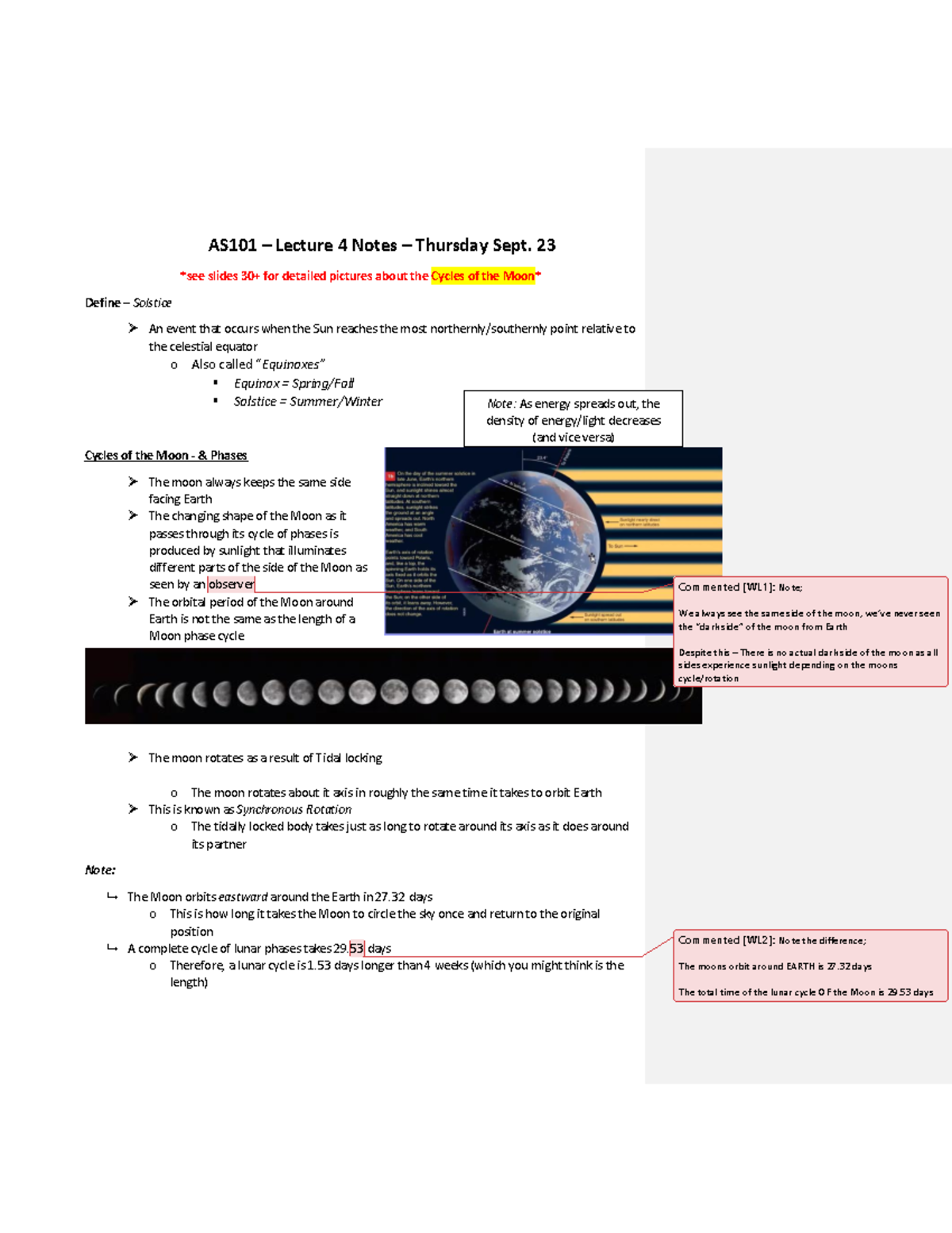 Astronomy Lecture 4 Notes - AS101 – Lecture 4 Notes – Thursday Sept. 23 ...