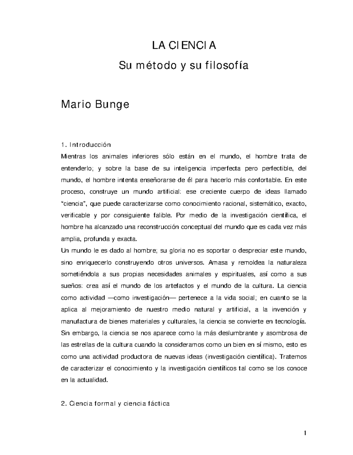 Bunge-Mario-La-ciencia.-Su-m Ã©todo-y-su-filosof Ã A-Cap 1 - LA CIENCIA ...