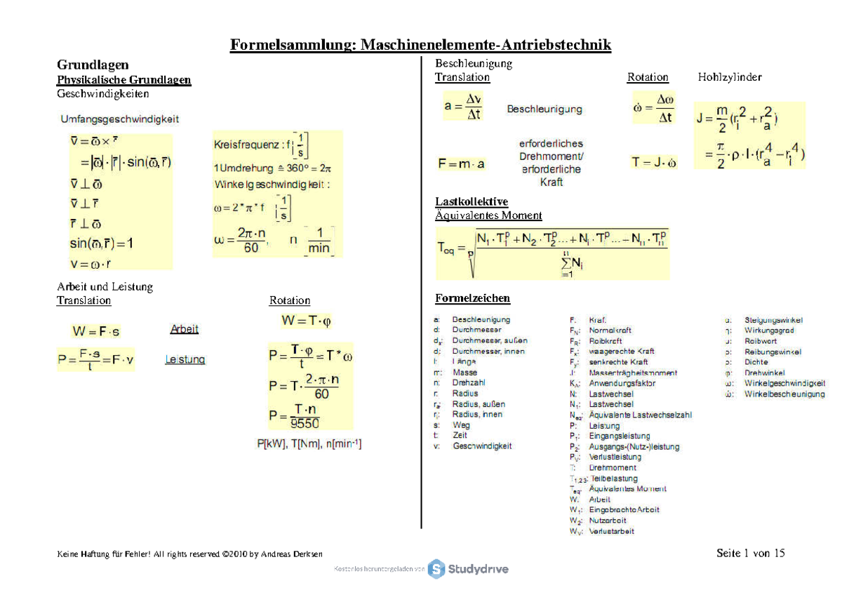 Me A Formelsammlung Uni Paderborn Studocu