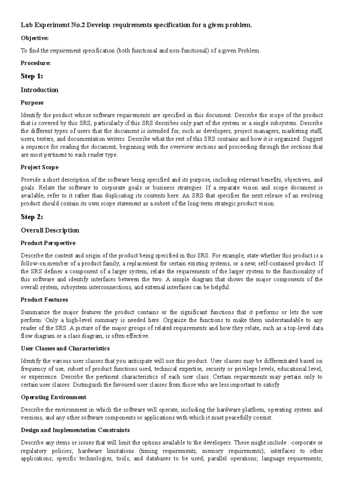 Pract2 software engineering template Lab Experiment No Develop