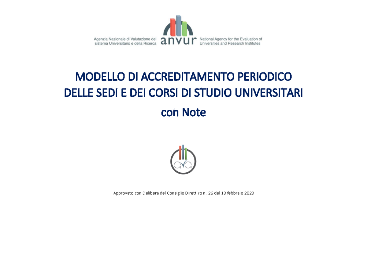 Linee Guida Accreditamento Corsi Di Laurea Anvur 2023 - MODELLO DI ...