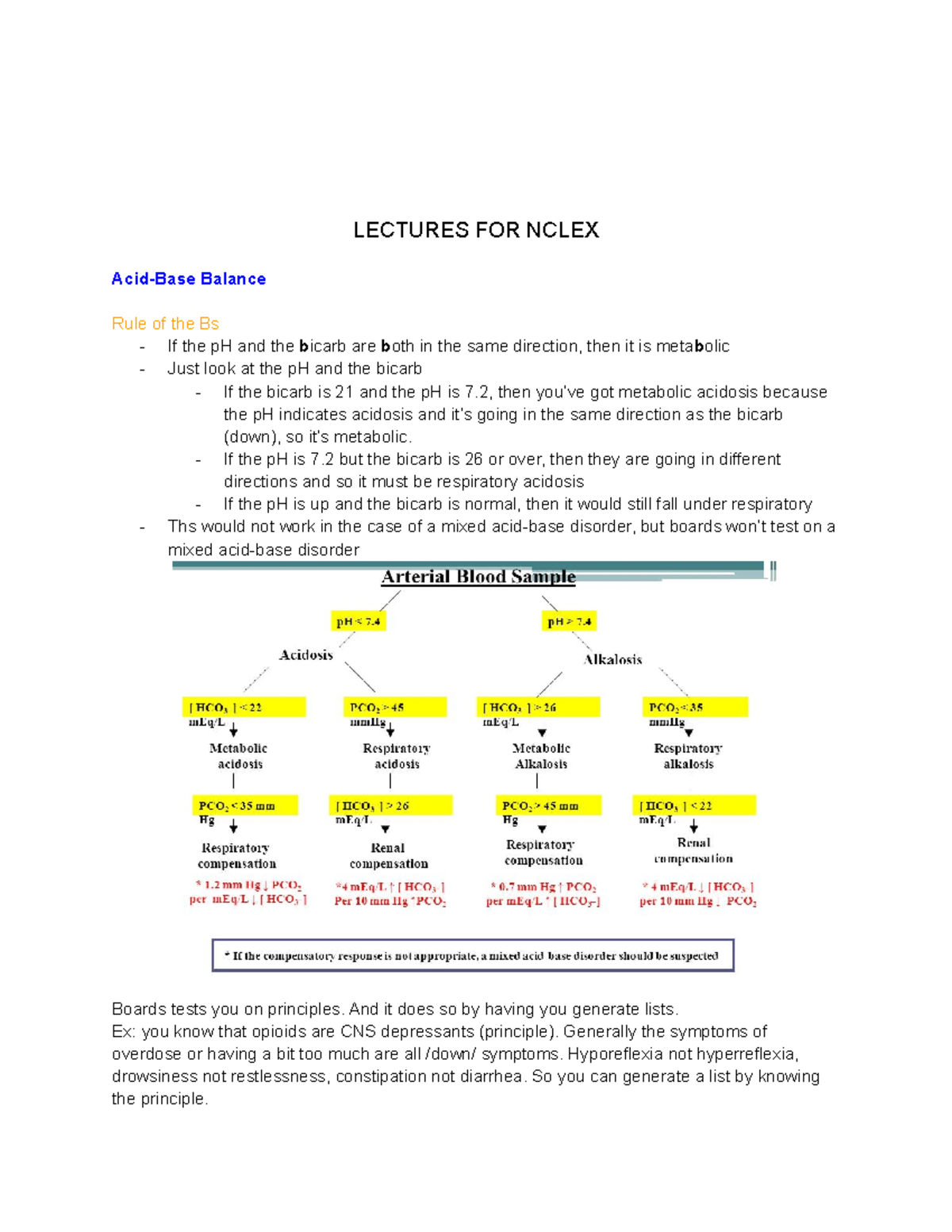 Lectures Notes Nclex LECTURES FOR NCLEX AcidBase Balance Rule of