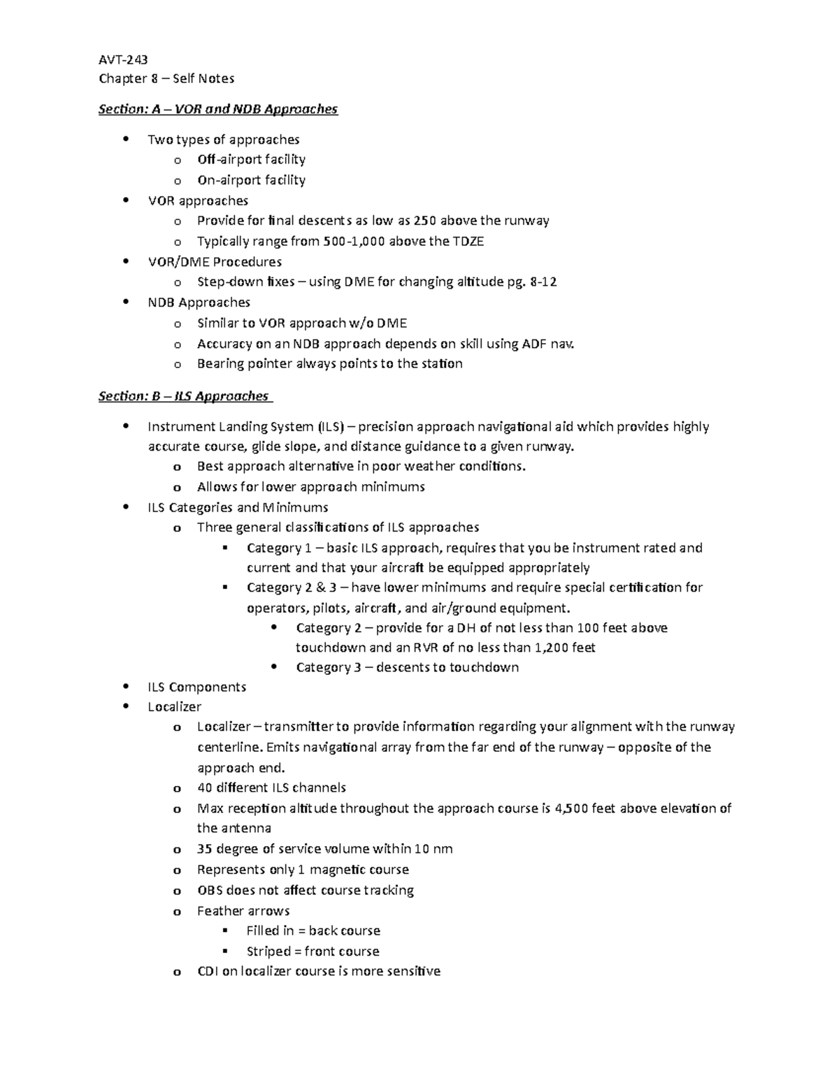 Chapter 8 - Summary Jeppesen Instrument Commercial - Chapter 8 – Self ...