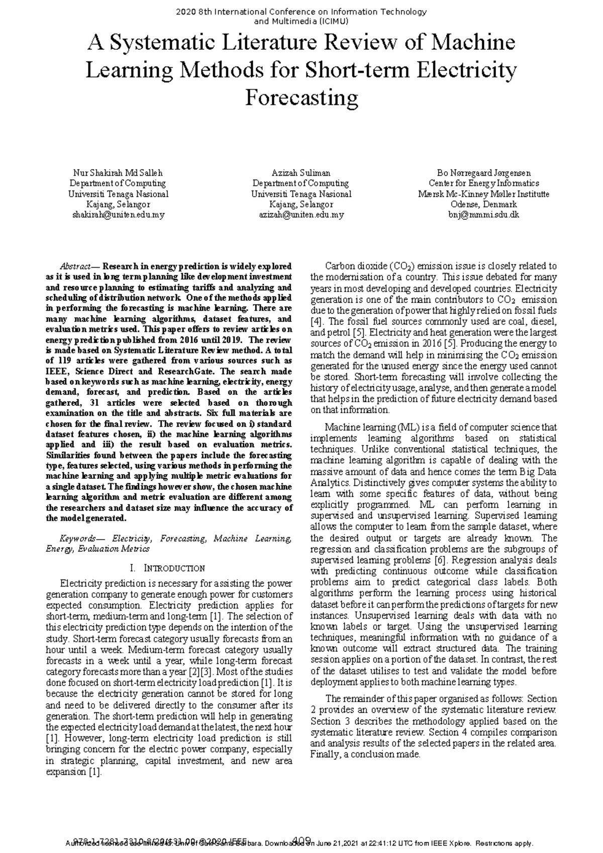 A Systematic Literature Review of Machine Learning Methods for Short ...
