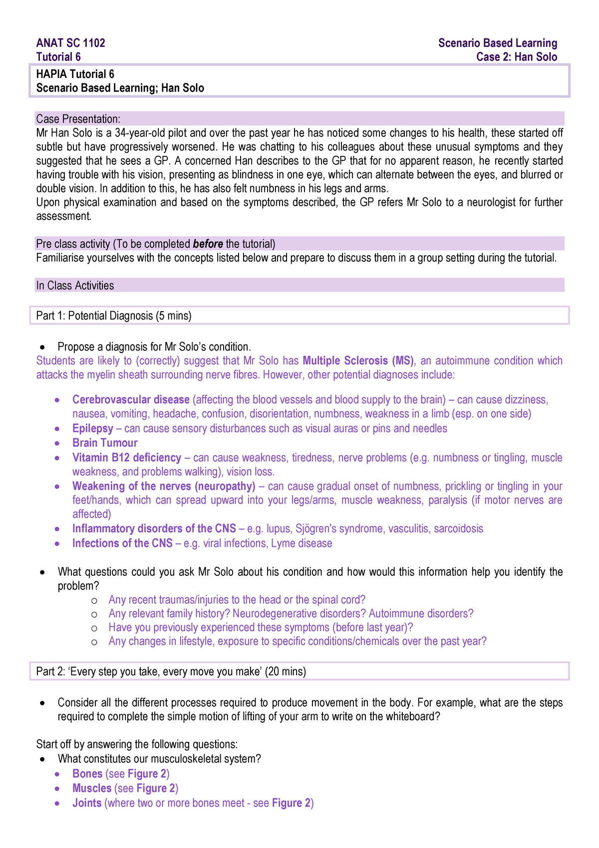 Hapia Tutorial 6 - Student Notes - Answers - Tutorial 6 Case 2: Han ...