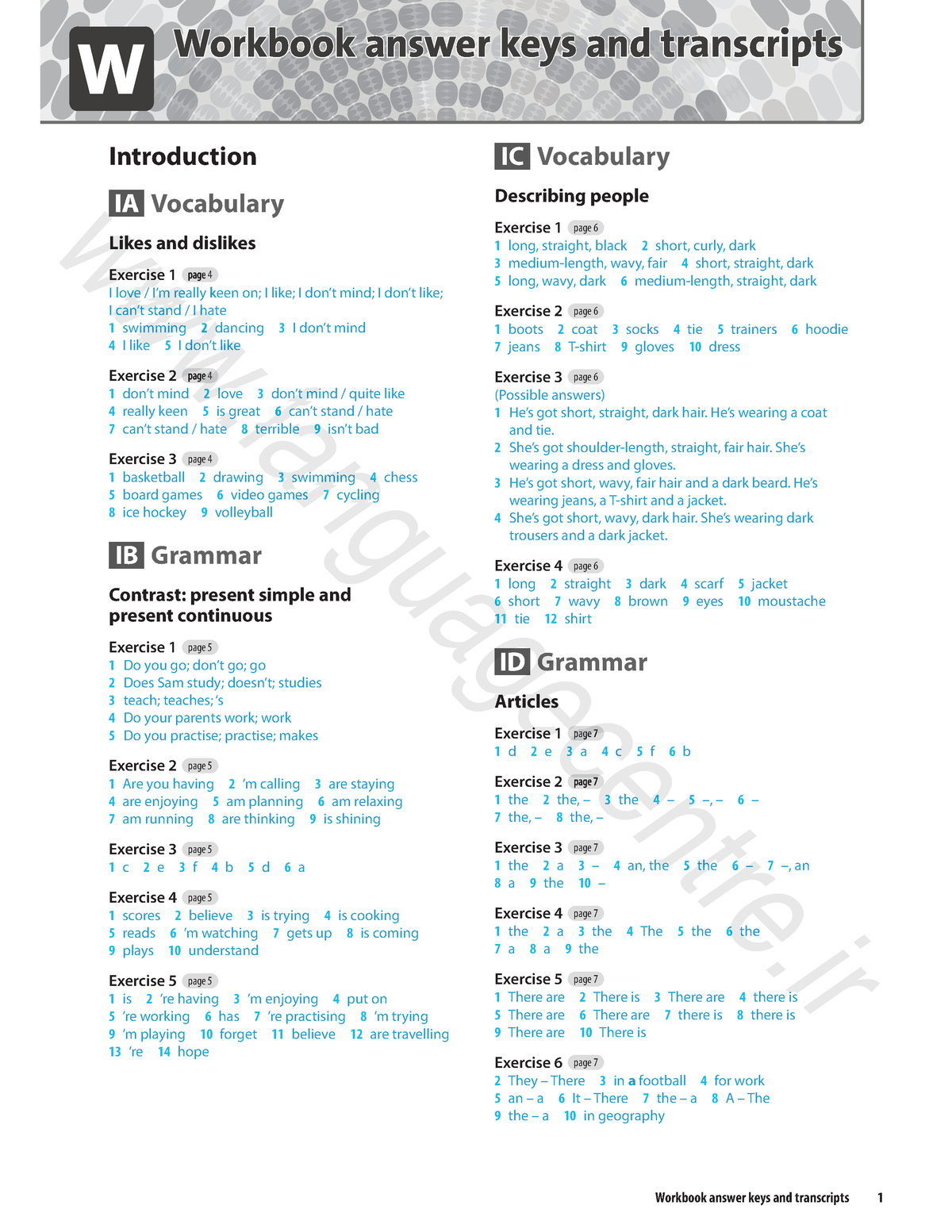 Solutions Pre-Intermediate Work Book Keys 3rd Edition - W Workbook ...