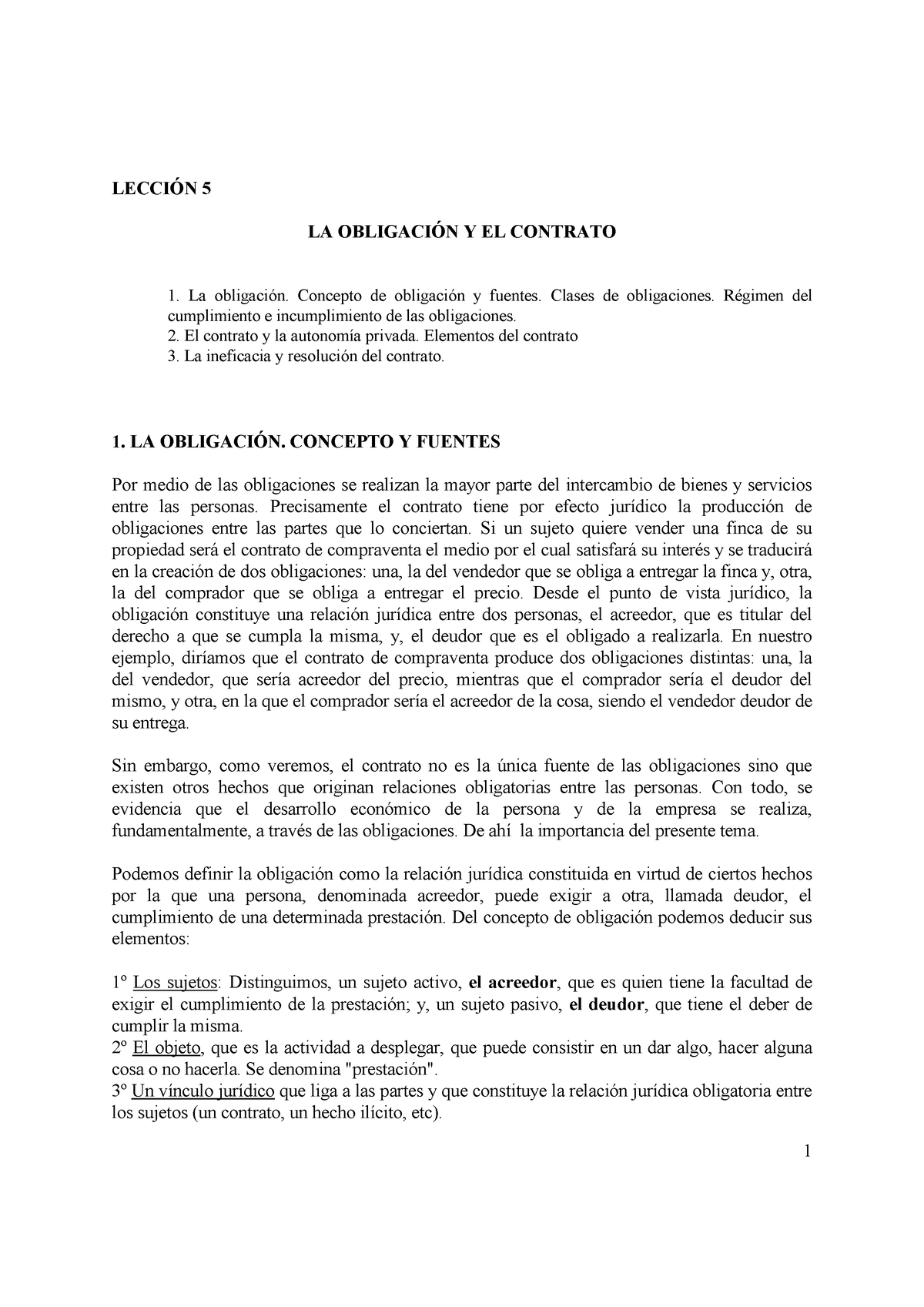 Leccion 5 Obligaciones Y Contratos - LECCI”N 5 LA OBLIGACI”N Y EL ...