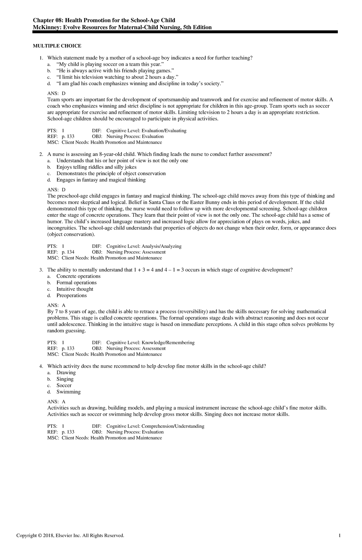 Exam View - Chapter 08 - practice material - Chapter 08: Health ...