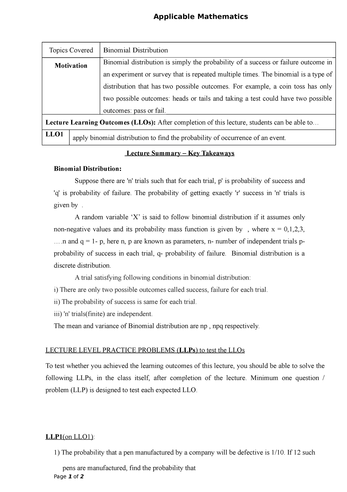 binomial-distribution-in-applicable-mathematics-applicable