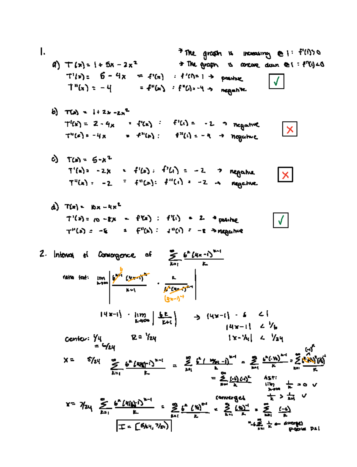 Taylor Series Review Lab - I The graph is increasing 1 f'd 0 9 Thx 1 5 ...