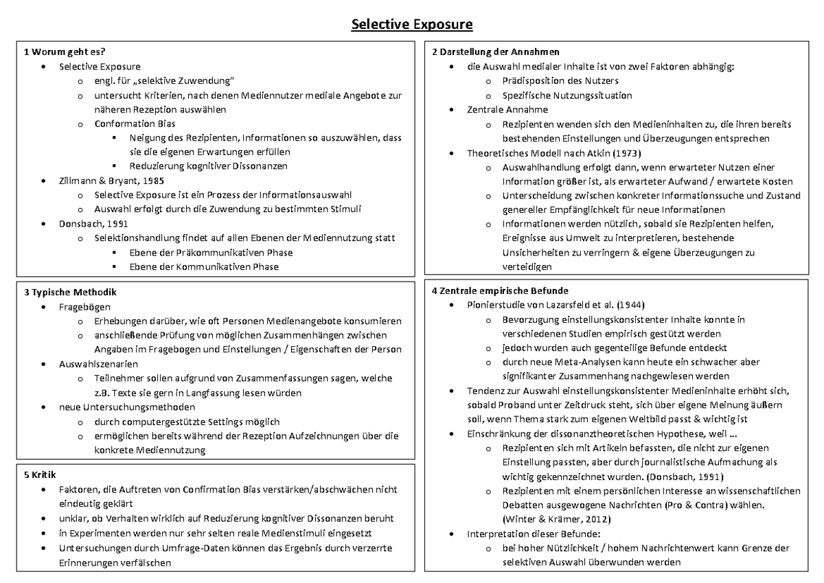 Selective Exposure - Selective Worum geht Selective engl. untersucht ...