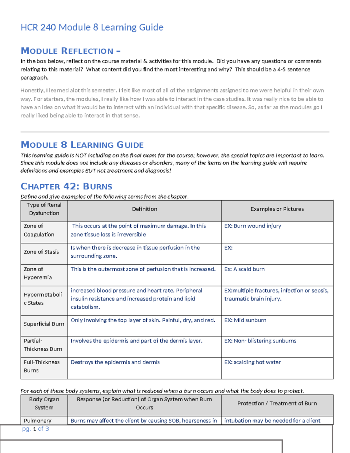 HCR+240+Module+8+Learning+Guide - MODULE REFLECTION – In the box below ...