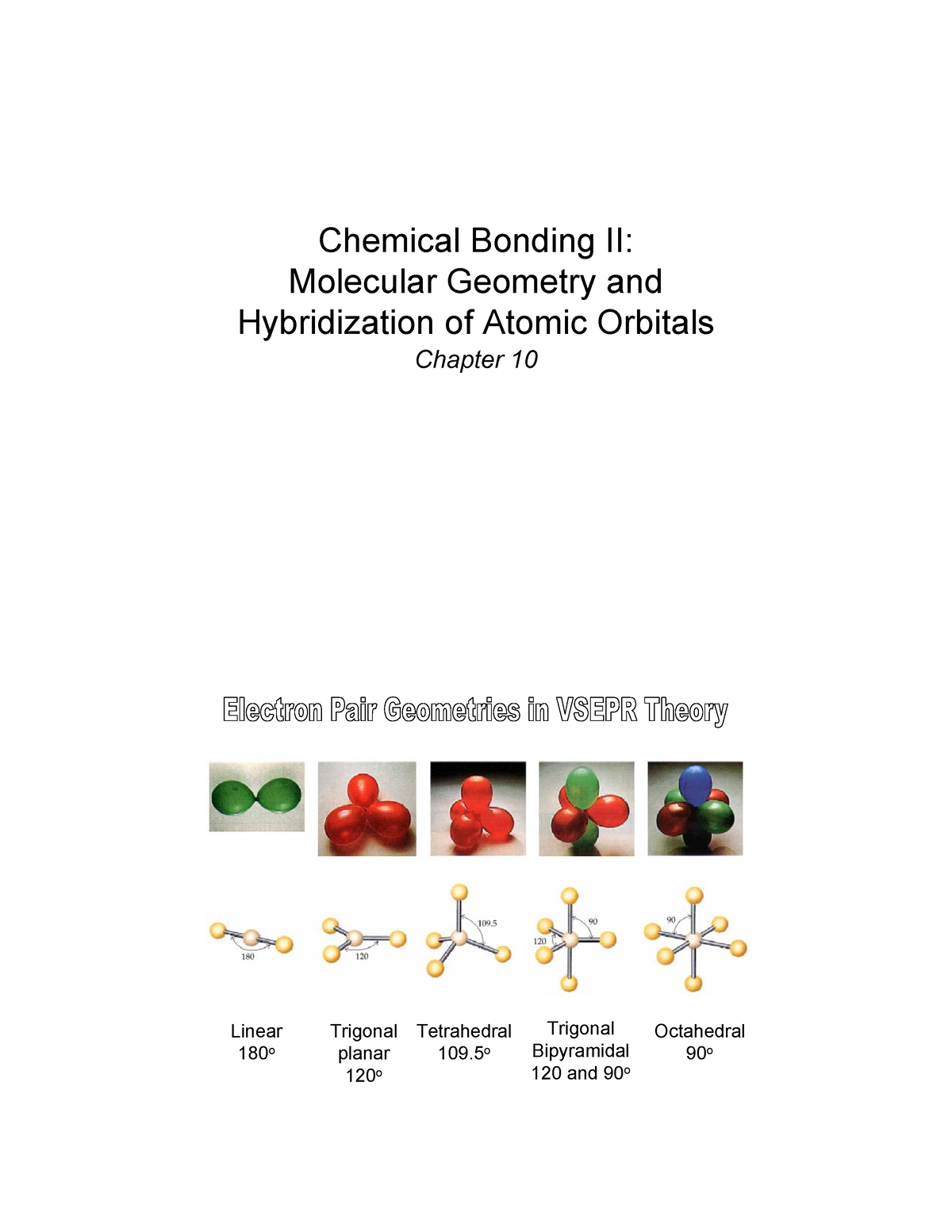 1.1 Chemical Bonding Revision - Chemical Bonding II: Molecular Geometry ...