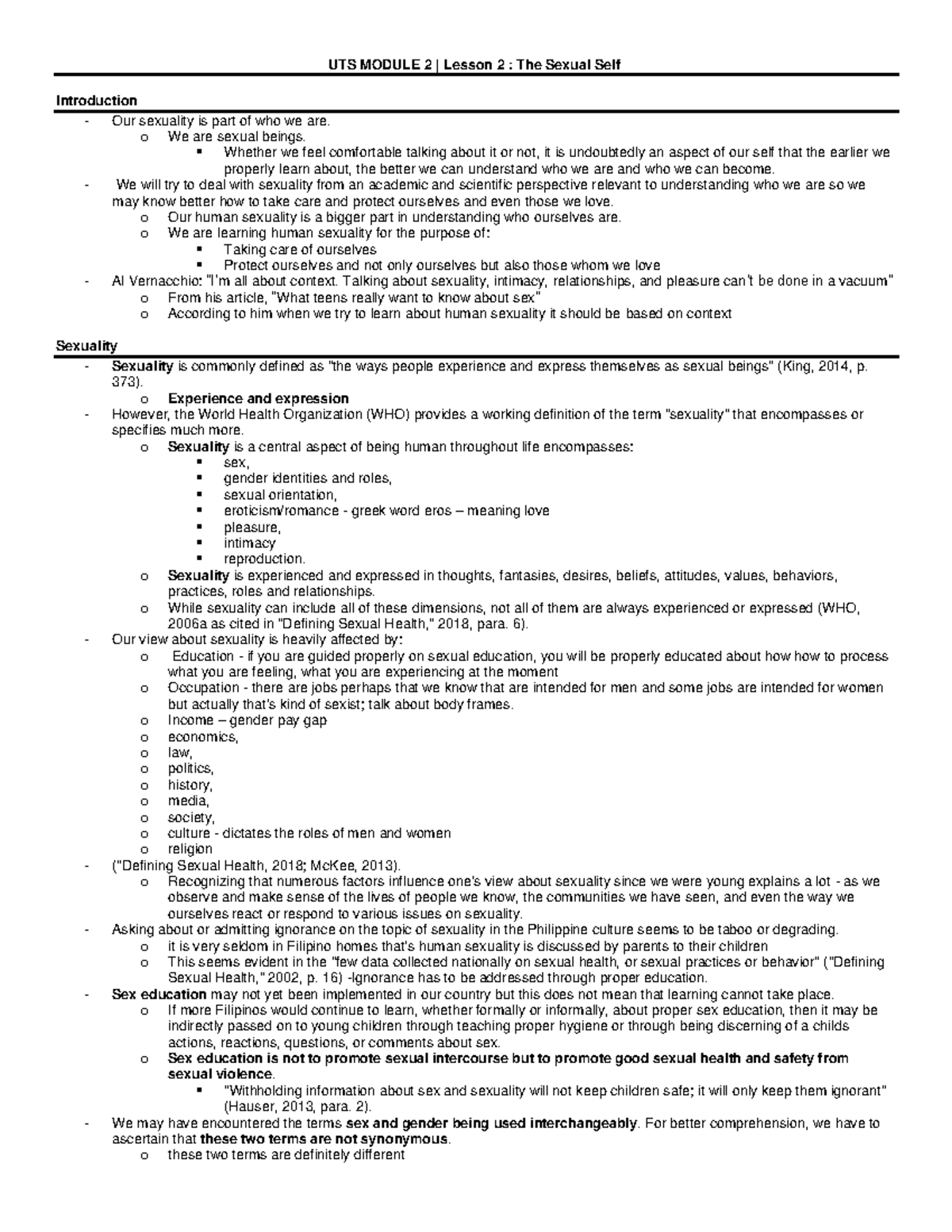 UTS Module 2 Lesson 2 - Learn - UTS MODULE 2 | Lesson 2 : The Sexual ...