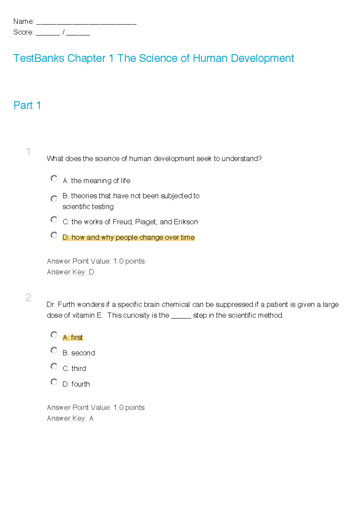 Test chapter 1 2017, questions and answers - Name ...