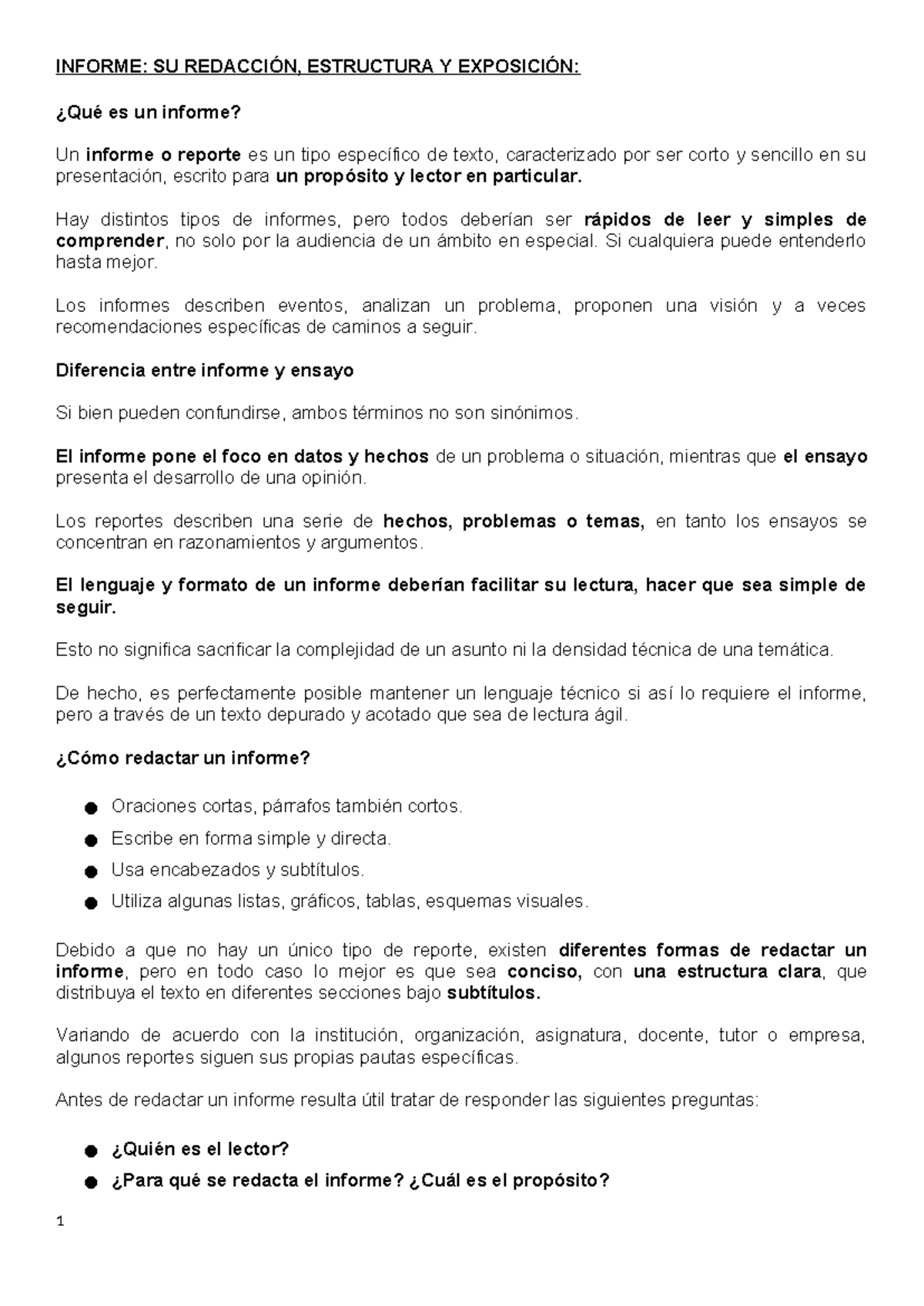 Informesu Redacción - como hacer una redatacion de informe - INFORME ...