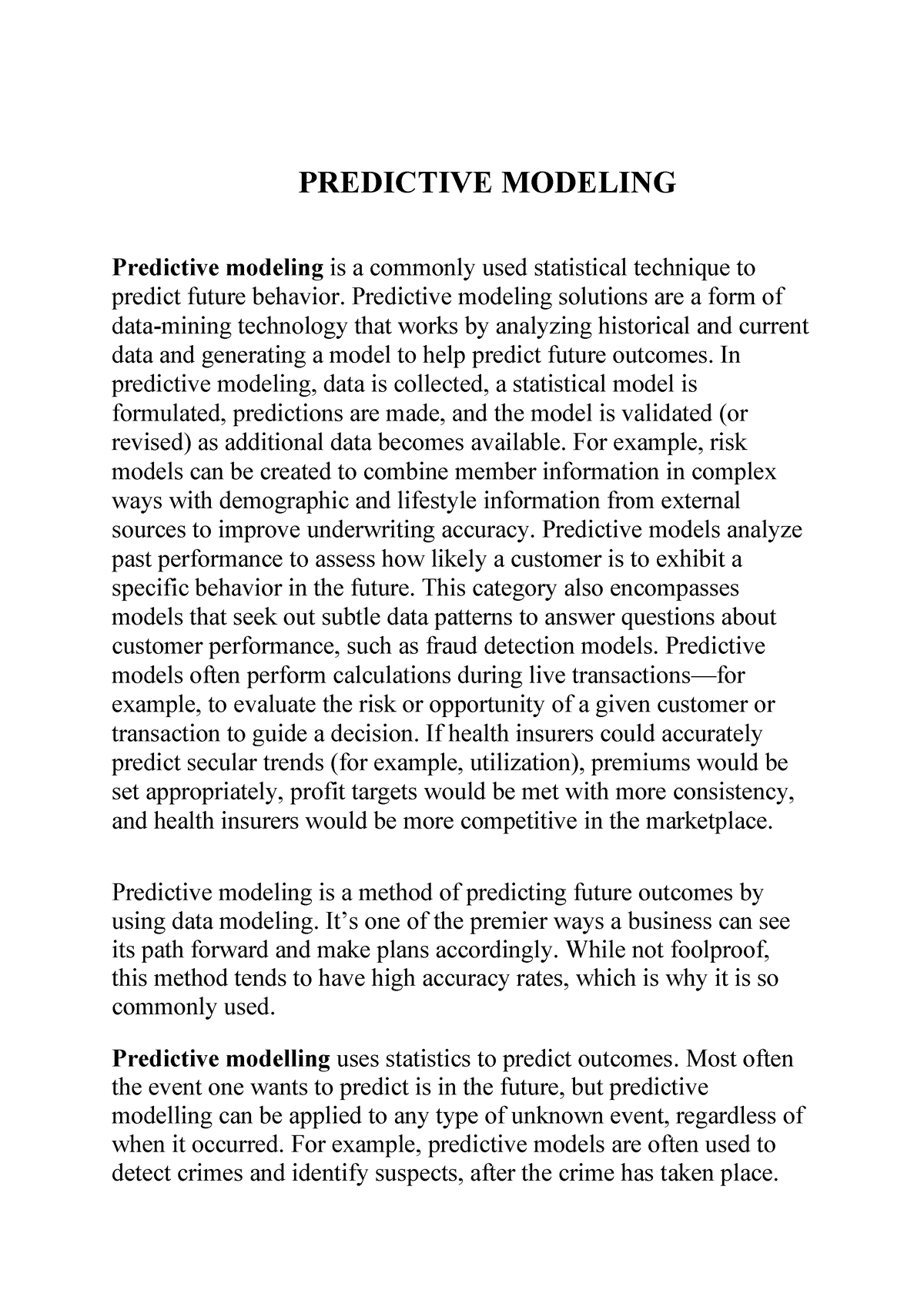 dissertation on predictive model