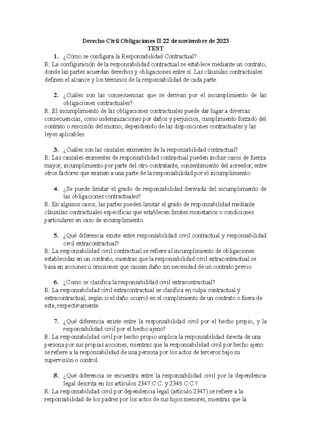 Examen Final Derecho Civil Obligaciones II - Derecho Civil Obligaciones ...