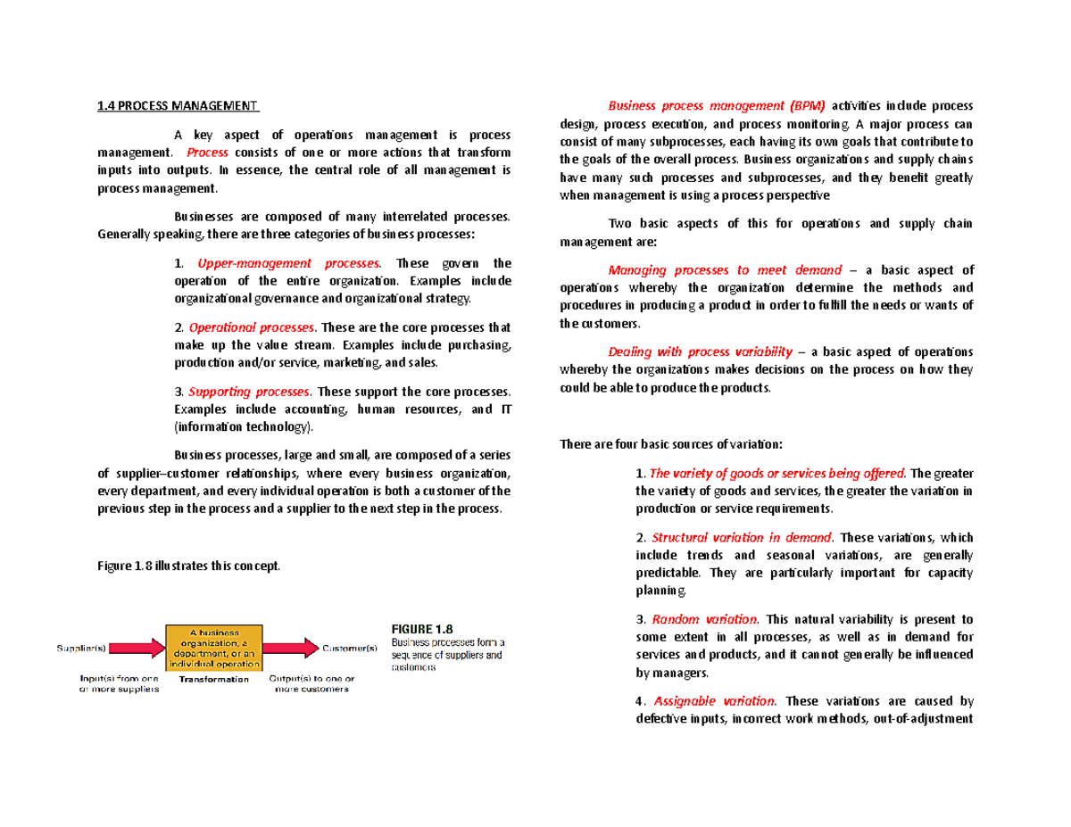 Week 2 - Module 1 - Lecture notes 2 - 1 PROCESS MANAGEMENT A key aspect ...