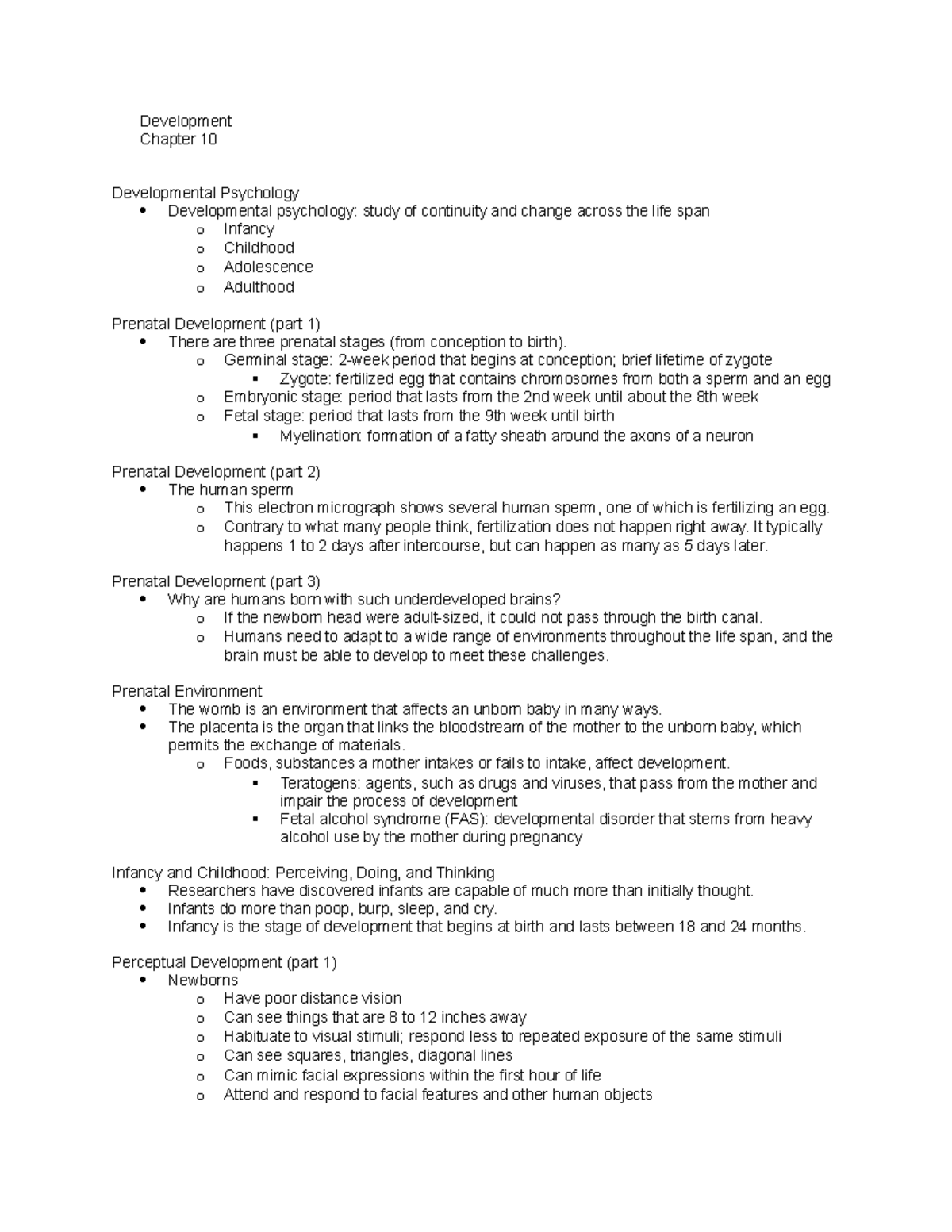 Development - Professor Arra - Development Chapter 10 Developmental ...