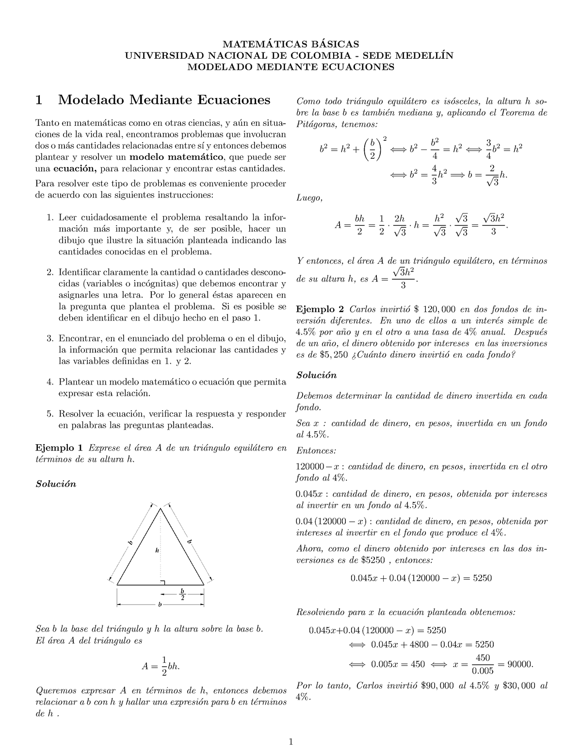 Tema Matem Aticas B Asicas Universidad Nacional De Colombia Sede Medell In Modelado