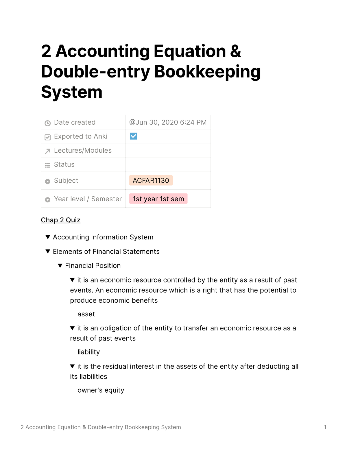 2 Accounting Equation Double-entry Bookkeeping System - 2 Accounting ...