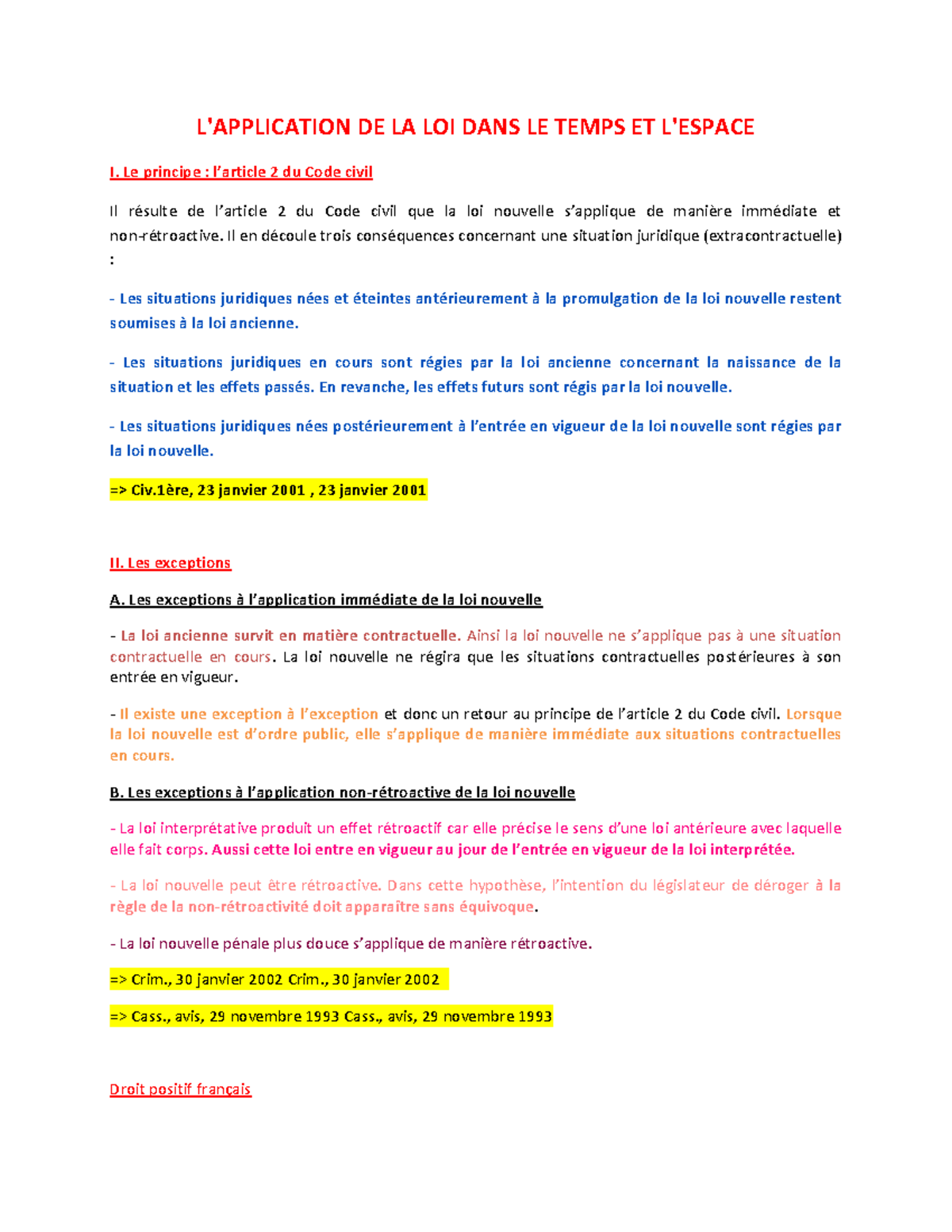 LOI ESP TMPS - La Loi Dans L'espace Et Dans Le Temps - L'APPLICATION DE LA LOI DANS LE TEMPS ET ...