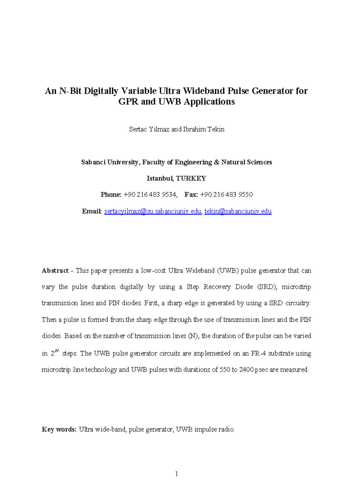 3011800000306 step recovery diode An NBit Digitally Variable Ultra