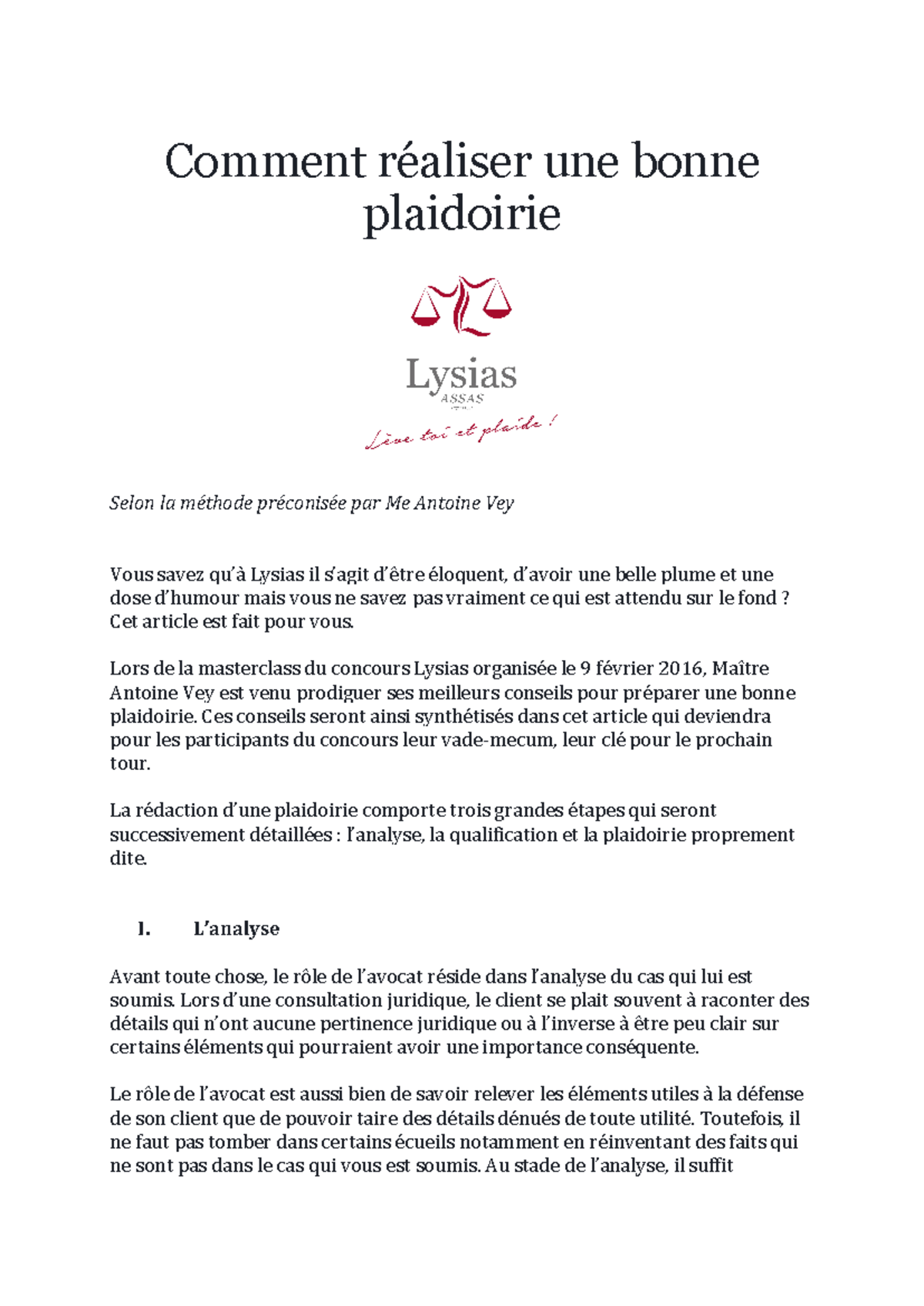 Guide de Plaidoirie - Comment réaliser une bonne plaidoirie Selon la ...