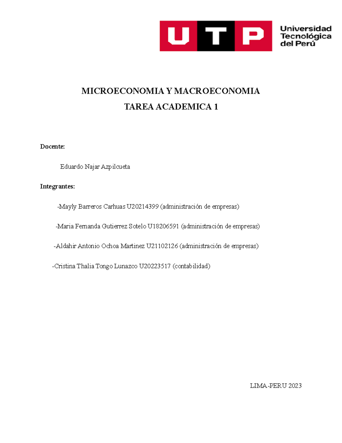 T.A MYM - Tarea Academica - MICROECONOMIA Y MACROECONOMIA TAREA ...