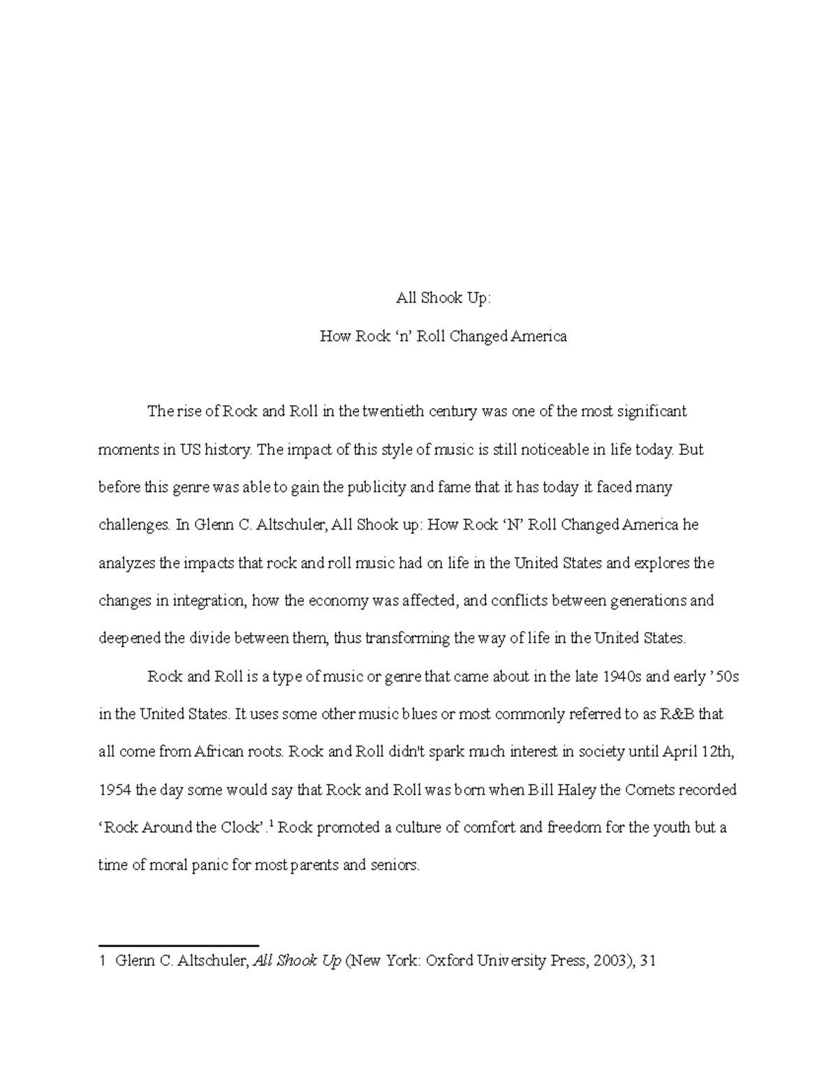 All shook up how rock 'n' roll changed america essay